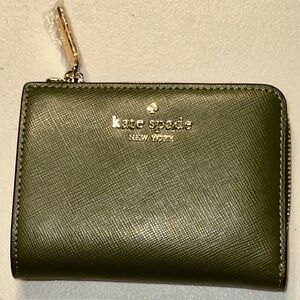 Kate Spade Olive Green Leather Card Holder
